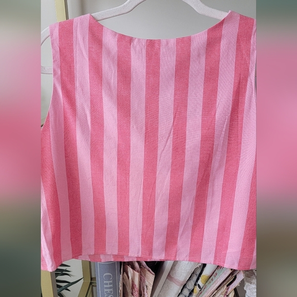 NWOT Pink Lily Boutiqe Pink and White Striped Women's Top Size XL - Picture 3 of 5